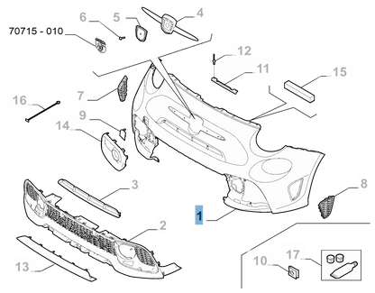 Genuine Abarth Front Bumper - 500 Abarth 2016> - TMC Motorsport