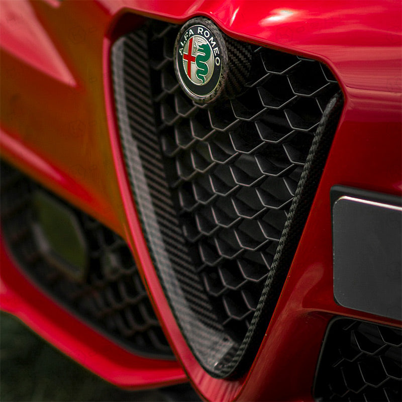 Alfa Romeo Giulia Front V Shield Emblem Grille Frame - Carbon Fibre