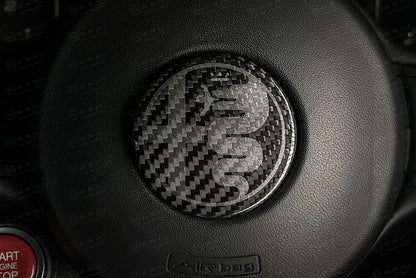 Alfa Romeo Giulia / Stelvio Steering Wheel Badge Logo Cover - Carbon Fibre