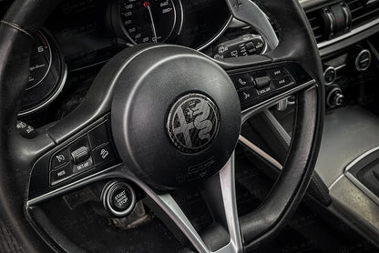 Alfa Romeo Giulia / Stelvio Steering Wheel Badge Logo Cover - Carbon Fibre
