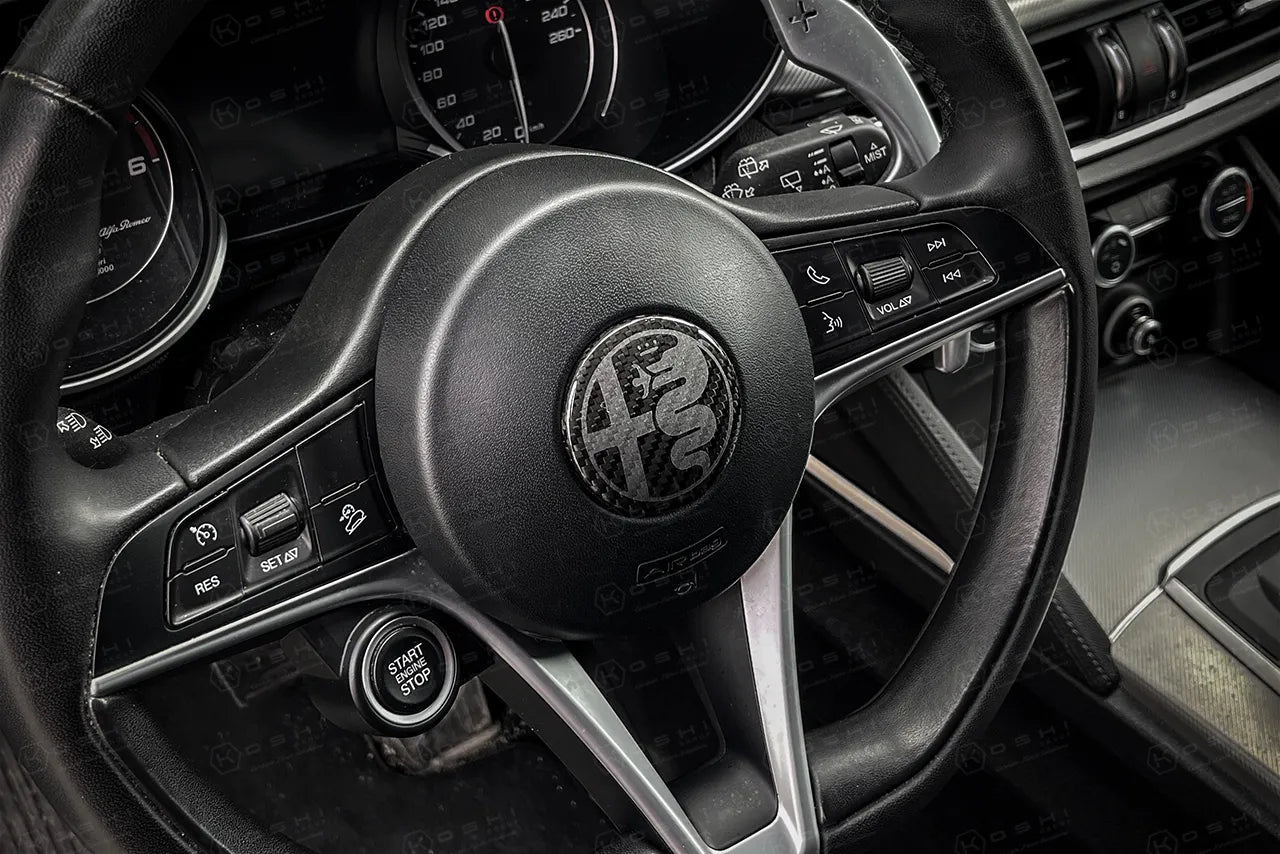 Alfa Romeo Giulia / Stelvio Steering Wheel Badge Logo Cover - Carbon F