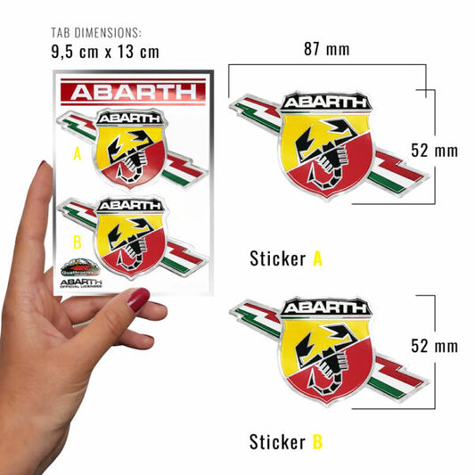 Abarth Logo Lightning Badge Sticker - Twin Pack
